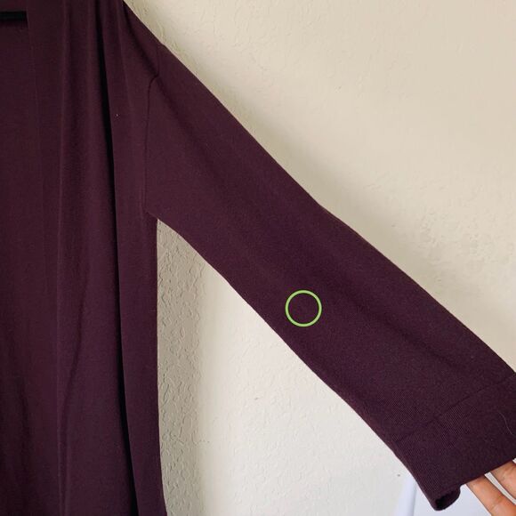 Akris Punto Cardigan Sweater US 16 Dark Purple Open 100% Wool Designer Luxury - Picture 5 of 13